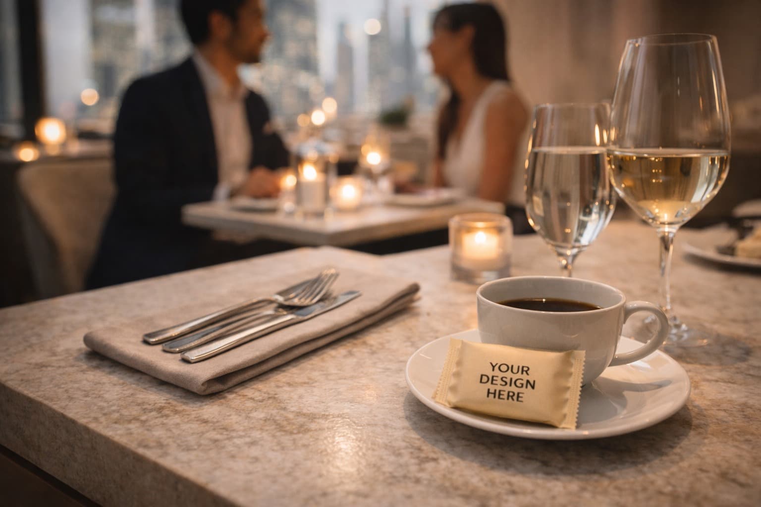 Custom logo cookies served with the bill at restaurants